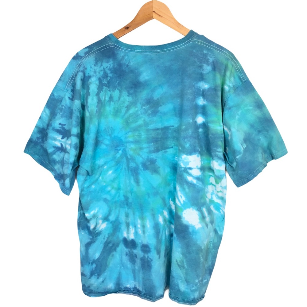Vintage Upcycle Feeling Blue Tie Dye Short Sleeve Crewneck Unisex Shirt XL Blue - Picture 3 of 7